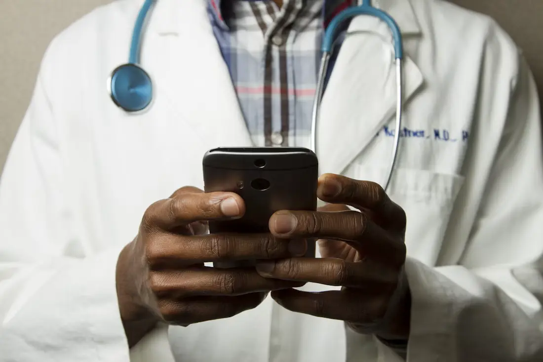 Healthcare professional reviewing medical information